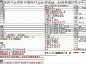 魔兽世界怀旧服直升58级价格详解：升级费用知多少？