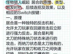 怪物猎人崛起：太刀纳刀术实战解析与心得分享——运用技巧提升战斗效能