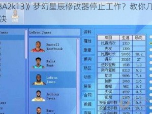 《NBA2k13》梦幻星辰修改器停止工作？教你几招轻松解决