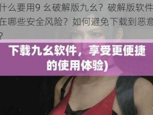 为什么要用9 幺破解版九幺？破解版软件存在哪些安全风险？如何避免下载到恶意软件？