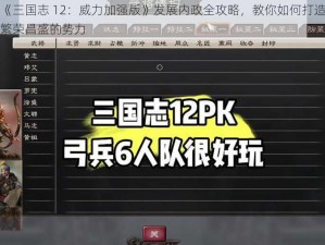 《三国志 12：威力加强版》发展内政全攻略，教你如何打造繁荣昌盛的势力