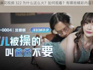 麻花视频 322 为什么这么火？如何观看？有哪些精彩内容？