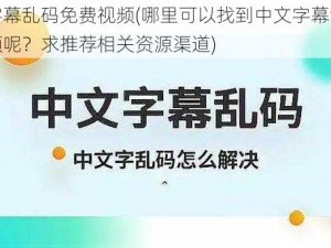 中文字幕乱码免费视频(哪里可以找到中文字幕乱码免费视频呢？求推荐相关资源渠道)