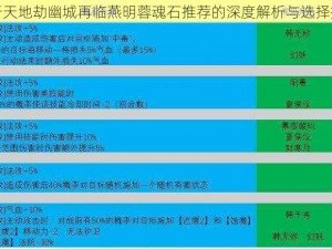 关于天地劫幽城再临燕明蓉魂石推荐的深度解析与选择指南