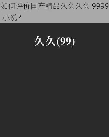 如何评价国产精品久久久久 9999 小说？