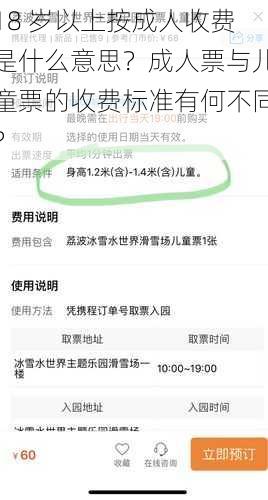 18 岁以上按成人收费是什么意思？成人票与儿童票的收费标准有何不同？