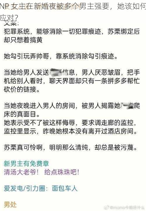 NP 女主在新婚夜被多个男主强要，她该如何应对？