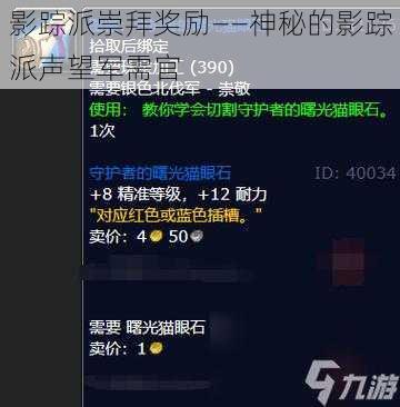 影踪派崇拜奖励——神秘的影踪派声望军需官