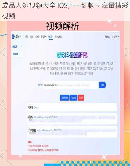 成品人短视频大全 IOS，一键畅享海量精彩视频