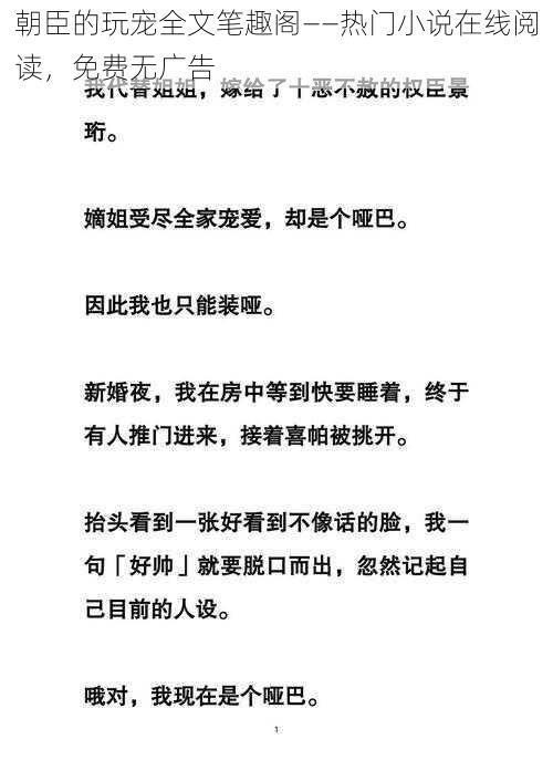 朝臣的玩宠全文笔趣阁——热门小说在线阅读，免费无广告