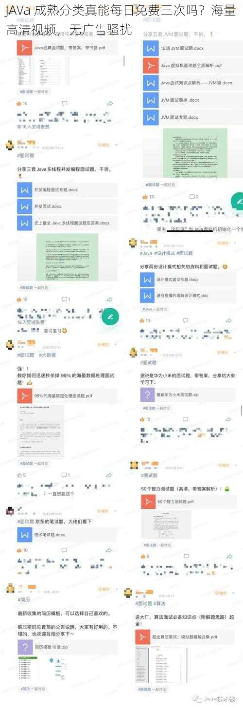 JAVa 成熟分类真能每日免费三次吗？海量高清视频，无广告骚扰