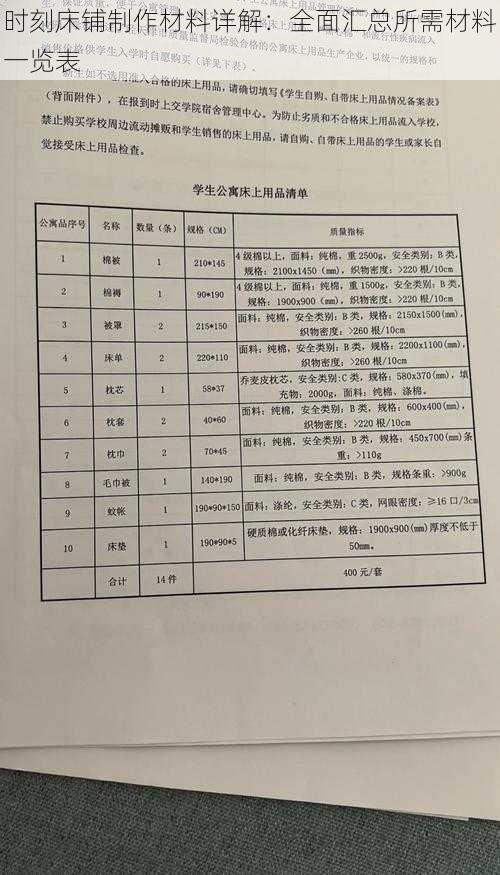 时刻床铺制作材料详解：全面汇总所需材料一览表