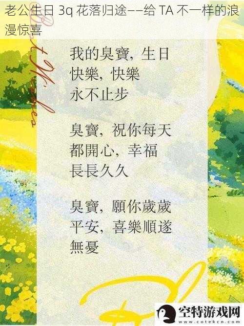 老公生日 3q 花落归途——给 TA 不一样的浪漫惊喜