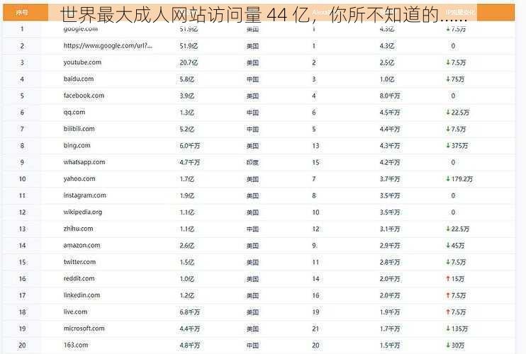 世界最大成人网站访问量 44 亿，你所不知道的……