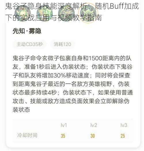 鬼谷子隐身技能深度解析：随机Buff加成下的实战应用与视频教学指南