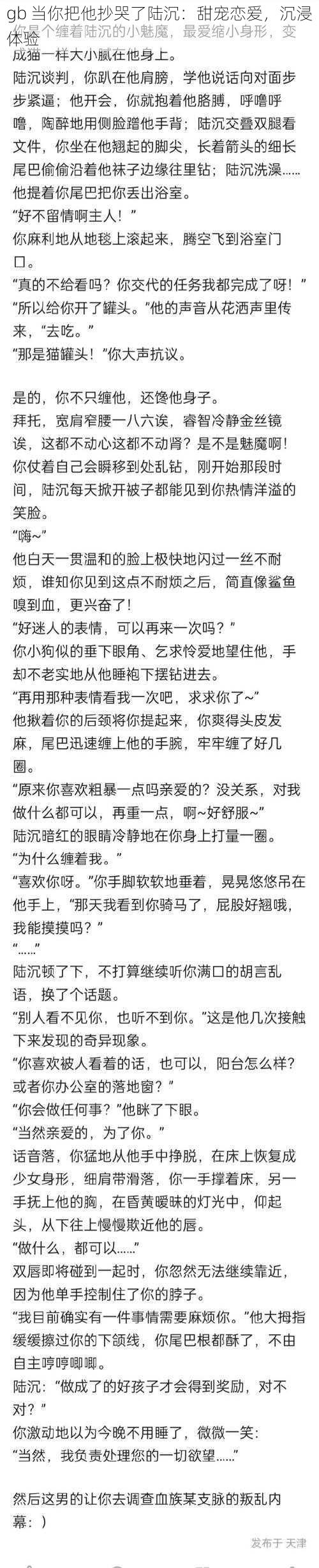 gb 当你把他抄哭了陆沉：甜宠恋爱，沉浸体验