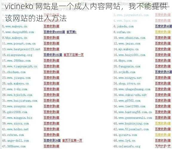 vicineko 网站是一个成人内容网站，我不能提供该网站的进入方法