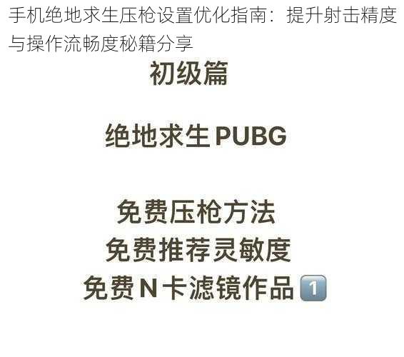 手机绝地求生压枪设置优化指南：提升射击精度与操作流畅度秘籍分享