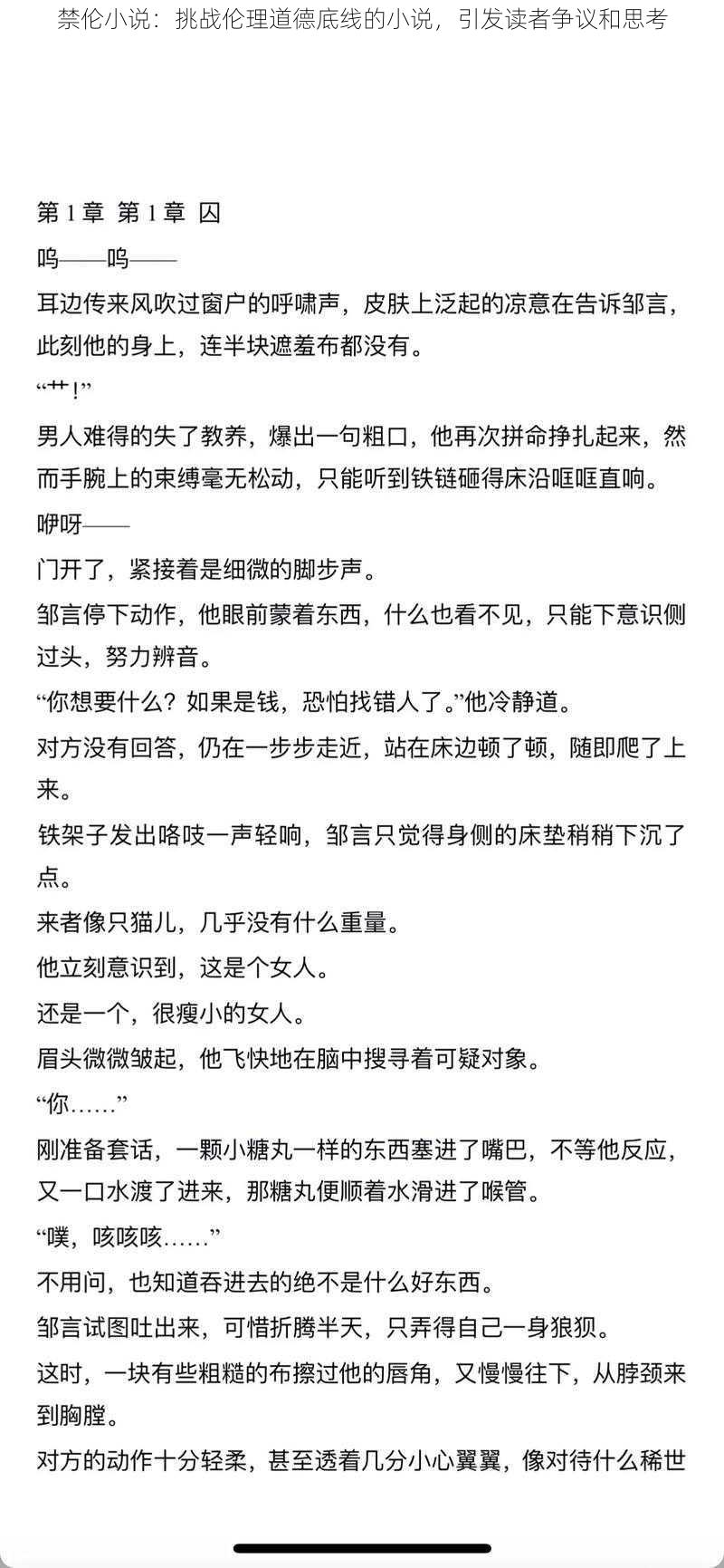 禁伦小说：挑战伦理道德底线的小说，引发读者争议和思考