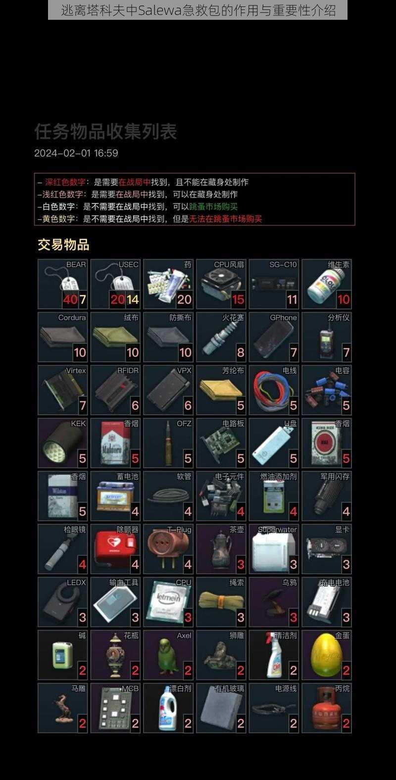 逃离塔科夫中Salewa急救包的作用与重要性介绍