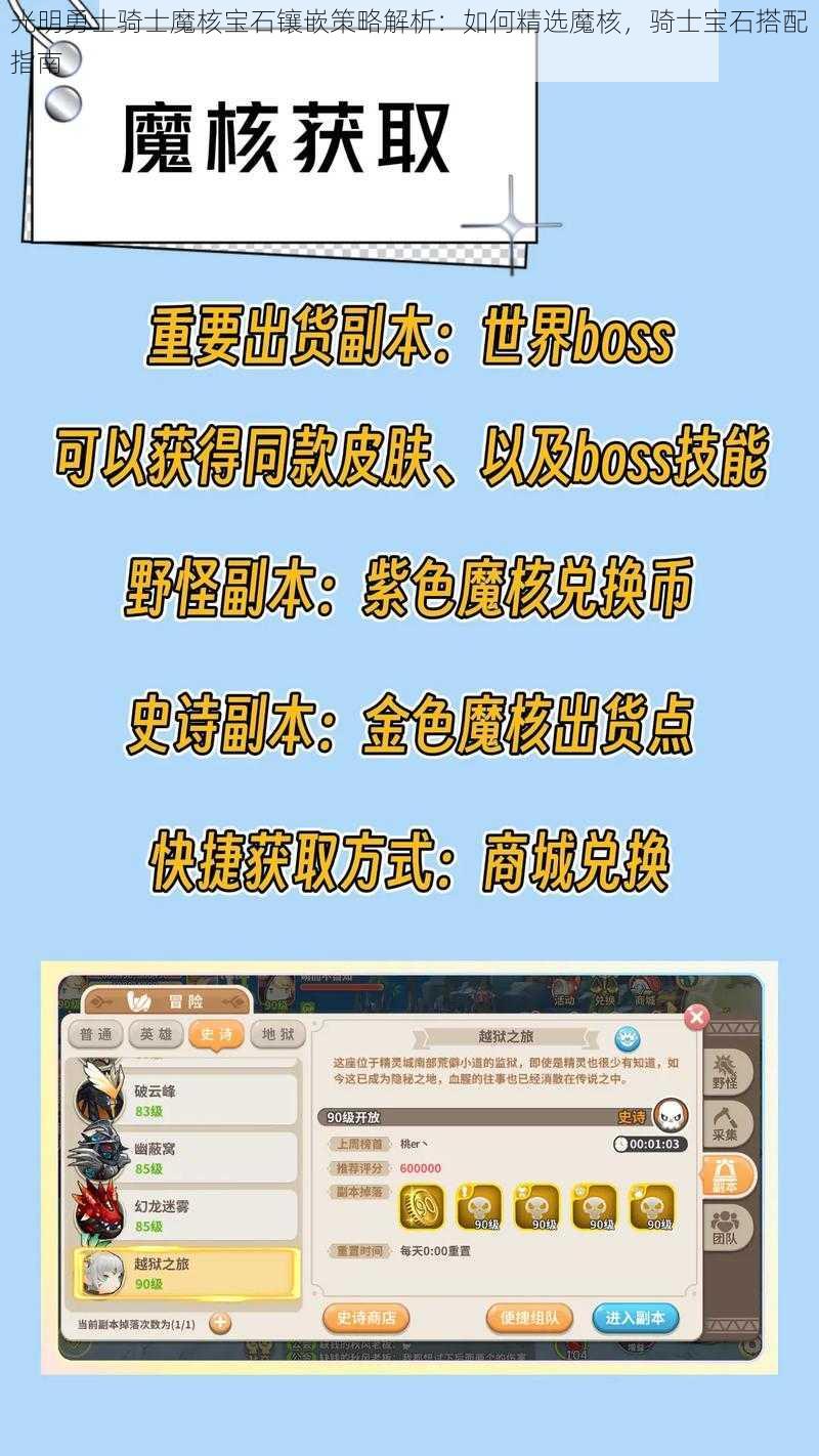 光明勇士骑士魔核宝石镶嵌策略解析：如何精选魔核，骑士宝石搭配指南