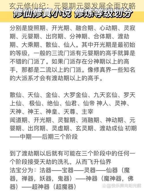 玄元修仙纪：元婴期元婴发展全面攻略