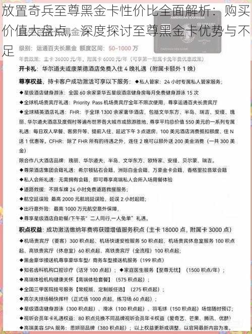 放置奇兵至尊黑金卡性价比全面解析：购买价值大盘点，深度探讨至尊黑金卡优势与不足