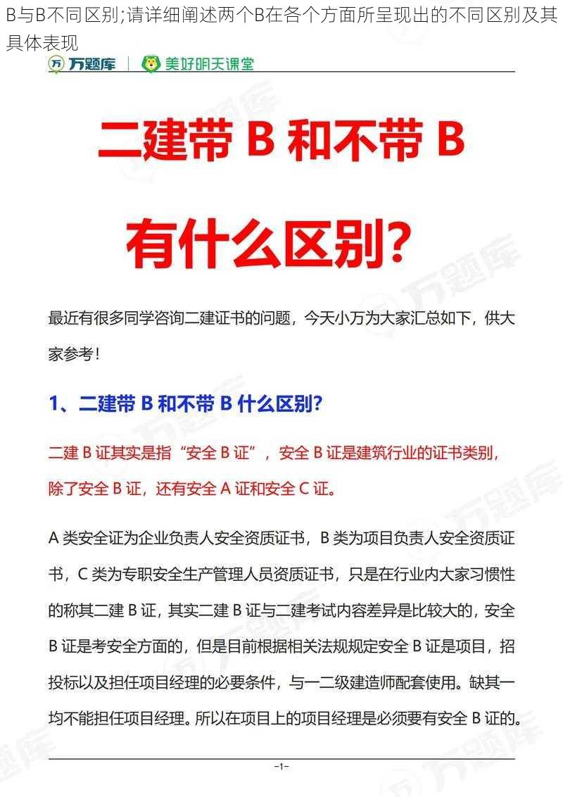 B与B不同区别;请详细阐述两个B在各个方面所呈现出的不同区别及其具体表现