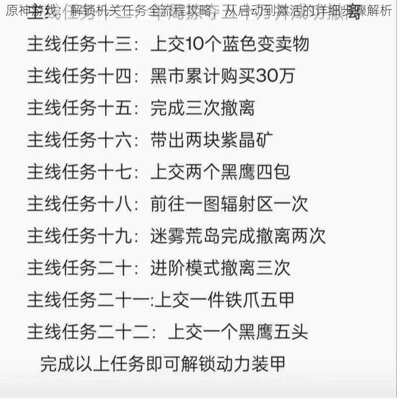 原神游戏：解锁机关任务全流程攻略，从启动到激活的详细步骤解析