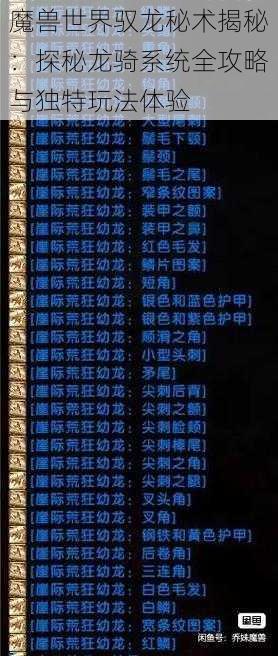 魔兽世界驭龙秘术揭秘：探秘龙骑系统全攻略与独特玩法体验