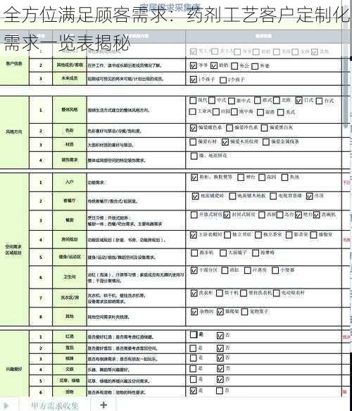 全方位满足顾客需求：药剂工艺客户定制化需求一览表揭秘