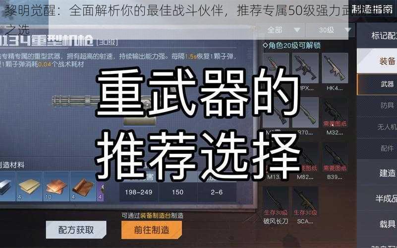 黎明觉醒：全面解析你的最佳战斗伙伴，推荐专属50级强力武器组合之选