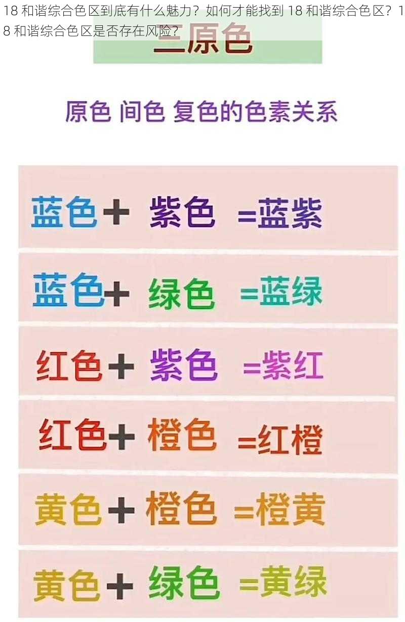 18 和谐综合色区到底有什么魅力？如何才能找到 18 和谐综合色区？18 和谐综合色区是否存在风险？