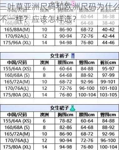 三叶草亚洲尺码和欧洲尺码为什么不一样？应该怎样选？