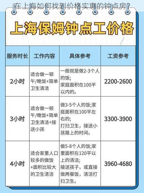 在上海如何找到价格实惠的钟点房？