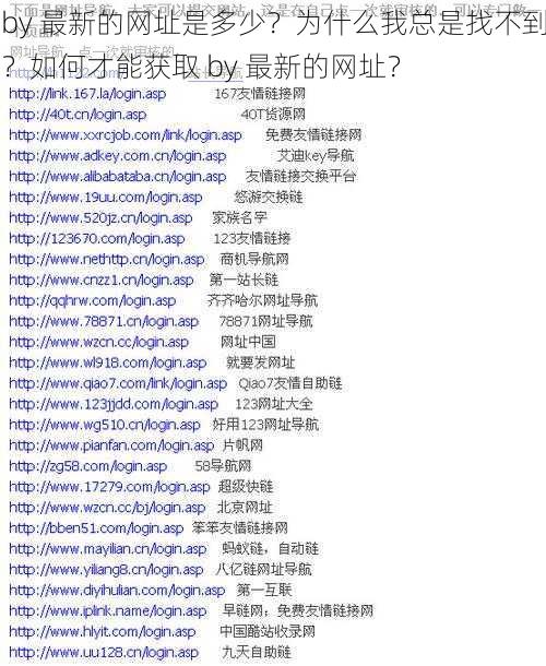 by 最新的网址是多少？为什么我总是找不到？如何才能获取 by 最新的网址？