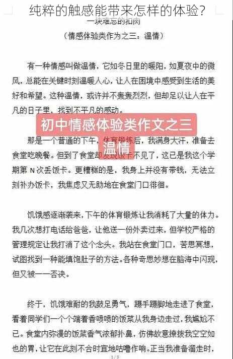 纯粹的触感能带来怎样的体验？