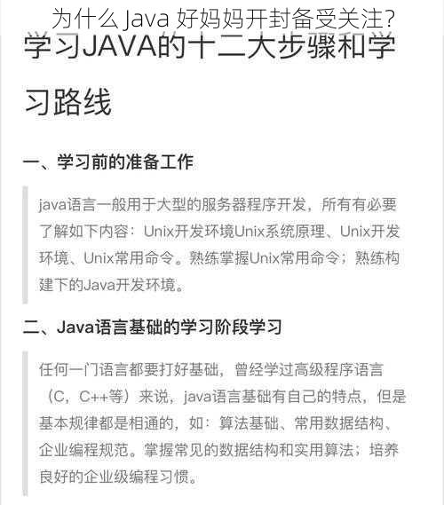 为什么 Java 好妈妈开封备受关注？