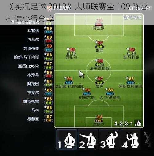 《实况足球 2013》大师联赛全 109 阵容打造心得分享