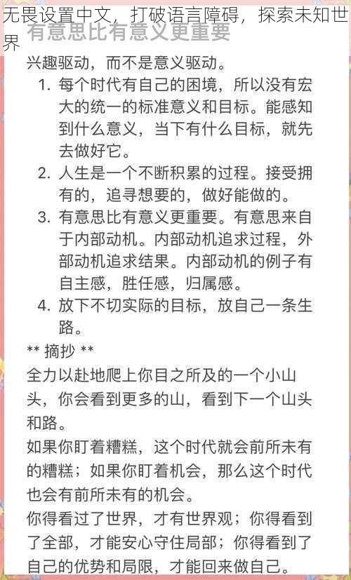 无畏设置中文，打破语言障碍，探索未知世界