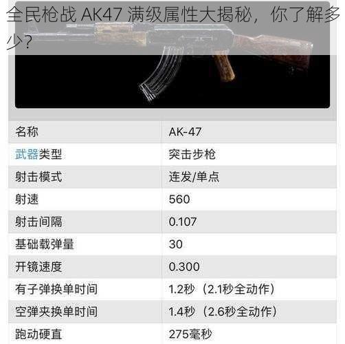 全民枪战 AK47 满级属性大揭秘，你了解多少？