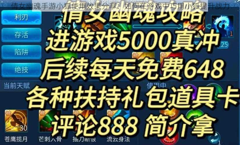 倩女幽魂手游小狐使用效果分享：如何在游戏中巧用小狐提升战力