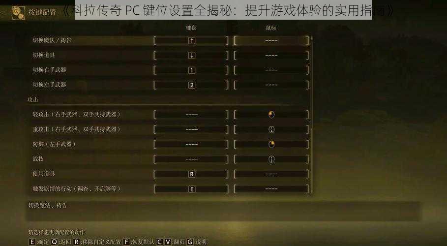《科拉传奇 PC 键位设置全揭秘：提升游戏体验的实用指南》